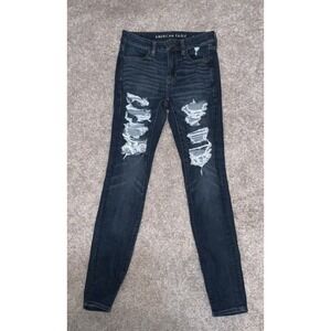 American Eagle Outfitters Dark Blue Distressed Jeans
